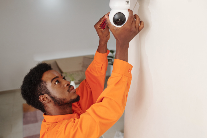 homeowner Installing Camera